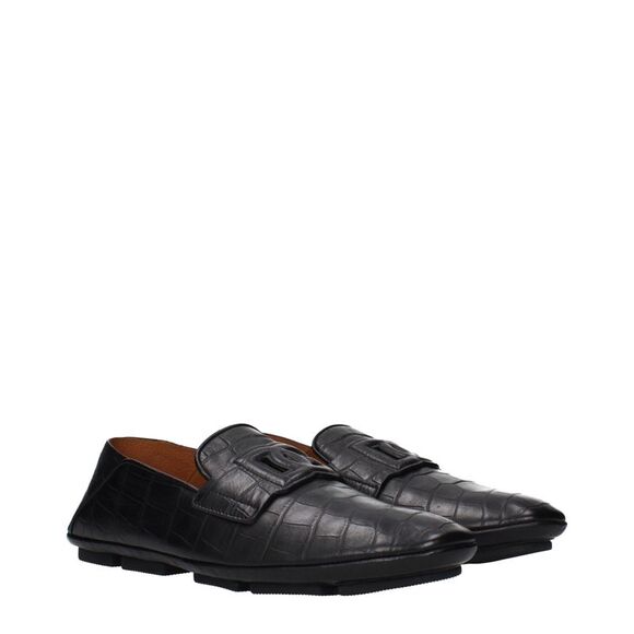 Dolce & Gabbana Black Leather Slip-On Men\'s Loafers